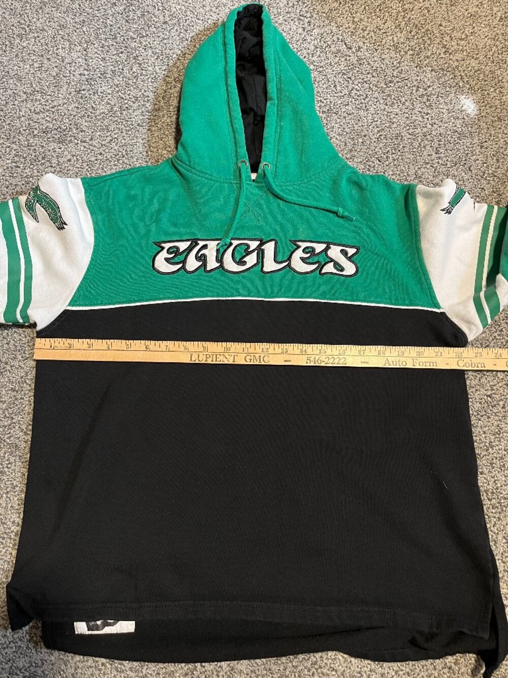 Mitchell & Ness Philadelphia Eagles NFL Hoodie Sweatshirt Throwbacks Green Black - Picture 7 of 13